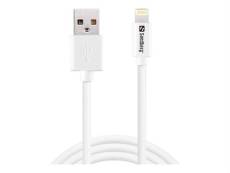 Sandberg - Câble de chargement / de données - USB mâle pour Lightning mâle - 1 m - blanc