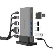 Adaptateur USB-C Lention, 11 en 1 Compatible Mac book air/pro -Argent