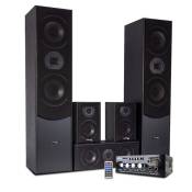 ensemble home-cinéma/acoustiques ltc audio e1004 hifi 5 enceintes noire 850w - amplificateur stéréo - usb/bluetooth/sd/fm