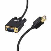 ICZI Câble Mini DP vers VGA, Adaptateur Mini DisplayPort (Thunderbolt) vers VGA, Convertisseur Plaqué Or 1080P, Compatible avec MacBook, Surface Pro &