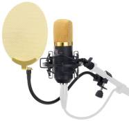 Pronomic CM-22S microphone à grande membrane SET incl. filtre anti pop en or