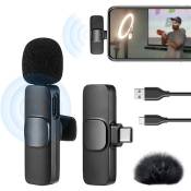 1 PC Microphone Lavalier Sans Fil Bluetooth Wafenso, pour Type-C Android(140*80*30mm)-Noir