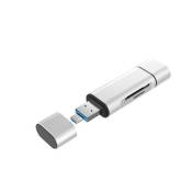 CABLING® Lecteur de cartes SD Micro SD avec Adaptateur 3-en-1 pour Port USB-A 3.0 / Micro USB / USB-C Type-C, Argent