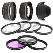Kit 55 mm filtres HD (UV, CPL, FLD) + 4 filtres Macro + telephoto + grand angle + pare soleil pour Sony DSLR Alpha A200 A300 A350 A33 A35 A55 A58 A65