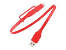 TYLT FLYP-DUO - Câble de chargement / de données - Micro-USB de type B, Lightning mâle pour USB mâle - 30 cm - rouge - connecteur A réversible, plat