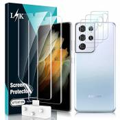 [2+3 Pièces] LϟK Protection Écran pour Samsung Galaxy S21 Ultra 5G avec 2 Pièces TPU Protection Écran + 3 Pièces Caméra Protecteur - sans Bulles Empre