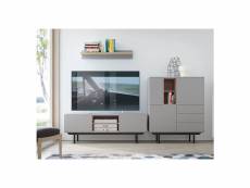 Ensemble meuble tv, buffet haut et étagère mural inox gris Azura-43803