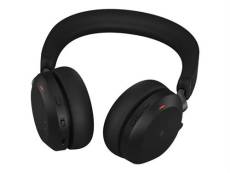 Jabra Evolve2 75 - Micro-casque - sur-oreille - Bluetooth - sans fil - Suppresseur de bruit actif - USB-A - isolation acoustique - noir - avec support