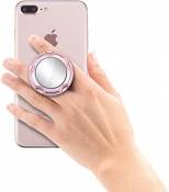 Jumpop Poignée extensible pour smartphones [auto-adhésif, miroir intégré, convient également aux grandes mains, fonction de veille] - or rouge brillan