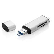 CABLING® USB 3 en 1 Lecteur de carte adaptateur pour USB-C/USB-A 3,0/Port Micro USB avec fonction OTG Lecteur. (Usb-c-silver)