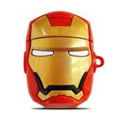 Coque TPU pour Airpods 1/2-Iron Man-Rouge