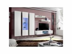 Ensemble meuble tv fly p5 avec led. Coloris blanc. Meubles suspendus design pour votre salon.