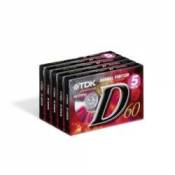 Cassettes de cassette audio TDK 5 x d-60 – (60 minutes)