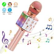 Microphone Karaoke Sans Fil, Karaoké Microphone Bluetooth Portable pour Enfants/Adultes Chanter Rose
