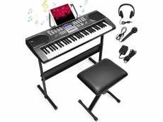 Costway 61 touches piano numérique enfant clavier électrique pour débutants avec tabouret réglable en hauteur,2 modes d'alimentation ecran lcd plusieu
