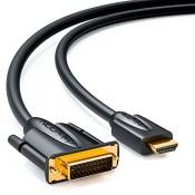 deleyCON Câble HDMI-DVI 1m HDMI vers DVI 24+1 - 1080p FULL HD HDTV 1920x1080 connecteurs plaqués or - TV / Projecteurs / PC - No