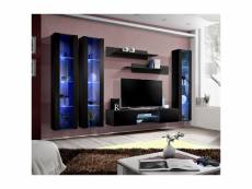 Ensemble meuble tv fly p2 avec led. Coloris noir. Meubles suspendus design pour votre salon.