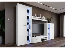 Furnix meuble multimédia Rivay meuble-paroi tv-lowboard vitrine étagère led 4 pièces 270 cm blanc