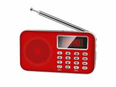 Mini poste radio fm am lecteur mp3 micro sd rechargeable rouge yonis