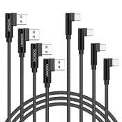 aceyoon Lot de 4 Cable Chargeur USB C 2m + 1m + 0.5m + 0.3m Cable USB C Charge Rapide en Nylon Tressé Cable USB C Coudé Compatible avec Samsung S21 S2