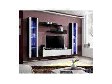 Meuble tv fly a2 design, coloris noir et blanc brillant + led. Meuble suspendu moderne et tendance pour votre salon.