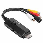 HDMI vers RCA/1080P HDMI vers AV/3RCA Convertisseur, Haute Définition Répartiteur Audio Vidéo, Adaptateur Composite pour TV/VHS/VCR/DVD/PAL/NTSC, Mâle
