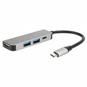Hub USB-C 4 en 1, Dongle en Aluminium Portable, Plug and Play pour iOS pour Huawei Mate Book pour P30 Mate20 pour Samsung S9 S10
