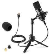 Vonyx CM300B - Microphone Streaming avec Trépied - Noir