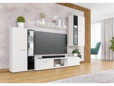 Furnix meuble multimédia Sarai meuble-paroi 4 éléments avec led 240 x 180 x 40,2 cm blanc moderne