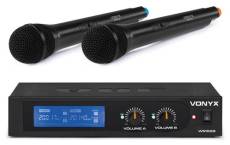 Vonyx WM522 - Set de 2 microphones sans fil - 2 Canaux, système VHF avec valise de transport fournie