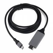 Câble USB C vers HDMI Adaptateur Convertisseur 2M 4K 30HZ USB 3.1 Type C vers HDMI pour Mac - Book, Samsung Galaxy S9 S8, Huawei P20 et Plus (Noir)