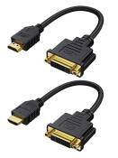 CableCreation Lot de 2 câbles HDMI vers DVI, 0,15
