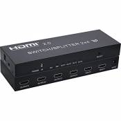 Fashion Swallows Répartiteur HDMI 2x4 ，4K HDMI 2.0 Switcher Répartiteur 2X4 avec HDMI 2.0 SPDIF Extracteur Audio Fonctions de répartiteur HDMI 2 en 4