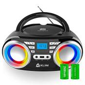 KLIM Boombox B3 - Poste Radio CD Portable - Nouveauté 2024 - Radio FM, CD, Bluetooth, USB, Bluetooth, MP3 - CD Boombox - Mode Filaire et sans Fil avec