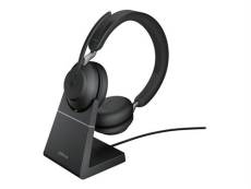 Jabra Evolve2 65 MS Stereo - Micro-casque - sur-oreille - Bluetooth - sans fil - USB-C - isolation acoustique - noir - avec support de chargement - Ce