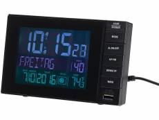 Réveil digital radio-piloté avec thermomètre et port usb 2a