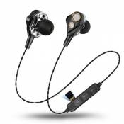 WISETONY® Écouteurs sans Fil Bluetooth 4.1 surround 6D avec carte mémoire pour Téléphone, iPhone, Samsung, HUAWEI, iPad, et Plus - Noir