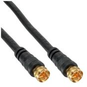 Câble InLine® SAT Premium 2x avec 2x prises F-Plug 85dB noir 10m