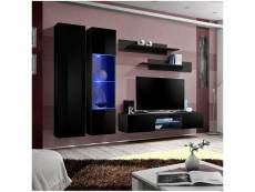 Ensemble meuble tv fly o5 avec led. Coloris noir. Meuble suspendu design pour votre salon.