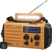 Radio Solaire Portable à Manivelle AM/FM/SW avec batterie Rechargeable 5000mAh, Lampe de Poche LED et Lampe de Lecture, Alarme SOS, Boussole orange no