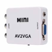 Diyeeni Mini convertisseur VGA vers vidéo, Adaptateur Composite AV vers VGA, convertisseur Audio-vidéo pour décodeur TV (Blanc)