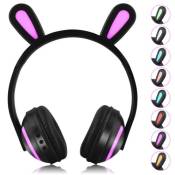 oreilles de lapin LED Sept couleurs lumineux Casque stéréo Bluetooth Wenaxibe 188