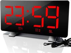 Radio-réveil avec Chargeur Téléphone USB écran Incurvé LED 7,3 '' rouge noir AQ0285 vendos85