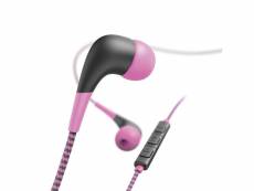 Casque "neon", intra-auriculaire, microphone, rose