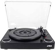 Platine Vinyle Jam Play , Tourne-disques avec haut-parleurs intégrés 3 vitesses - USB, AUX, Audio RCA