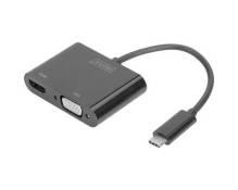 Digitus DA-70858 USB / HDMI / VGA Adaptateur [1x USB-C® mâle - 1x HDMI femelle, VGA femelle] noir 0.11 m
