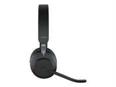 Jabra Evolve2 65 UC Stereo - Micro-casque - sur-oreille - Bluetooth - sans fil - USB-A - isolation acoustique - noir - avec support de chargement