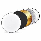 Neewer Portable 5 en 1，110cm Translucide, Argent, Or, Blanc et Noir Démontable Multi Disc Lumière Réflecteur pour Studio ou Tout Photographie Situatio