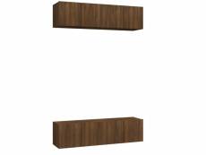 Vidaxl meubles tv muraux 4 pcs chêne brun 60x30x30cm bois d'ingénierie