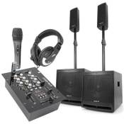 Vonyx Kit Sono DJ 2.2 avec table de mixage et accessoires